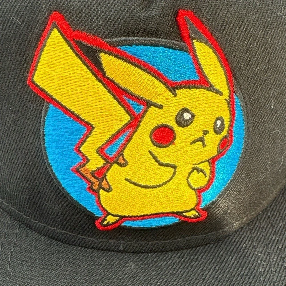 Pokémon Pikachu Black Snapback Hat Embroidered Logo Adjustable Cap